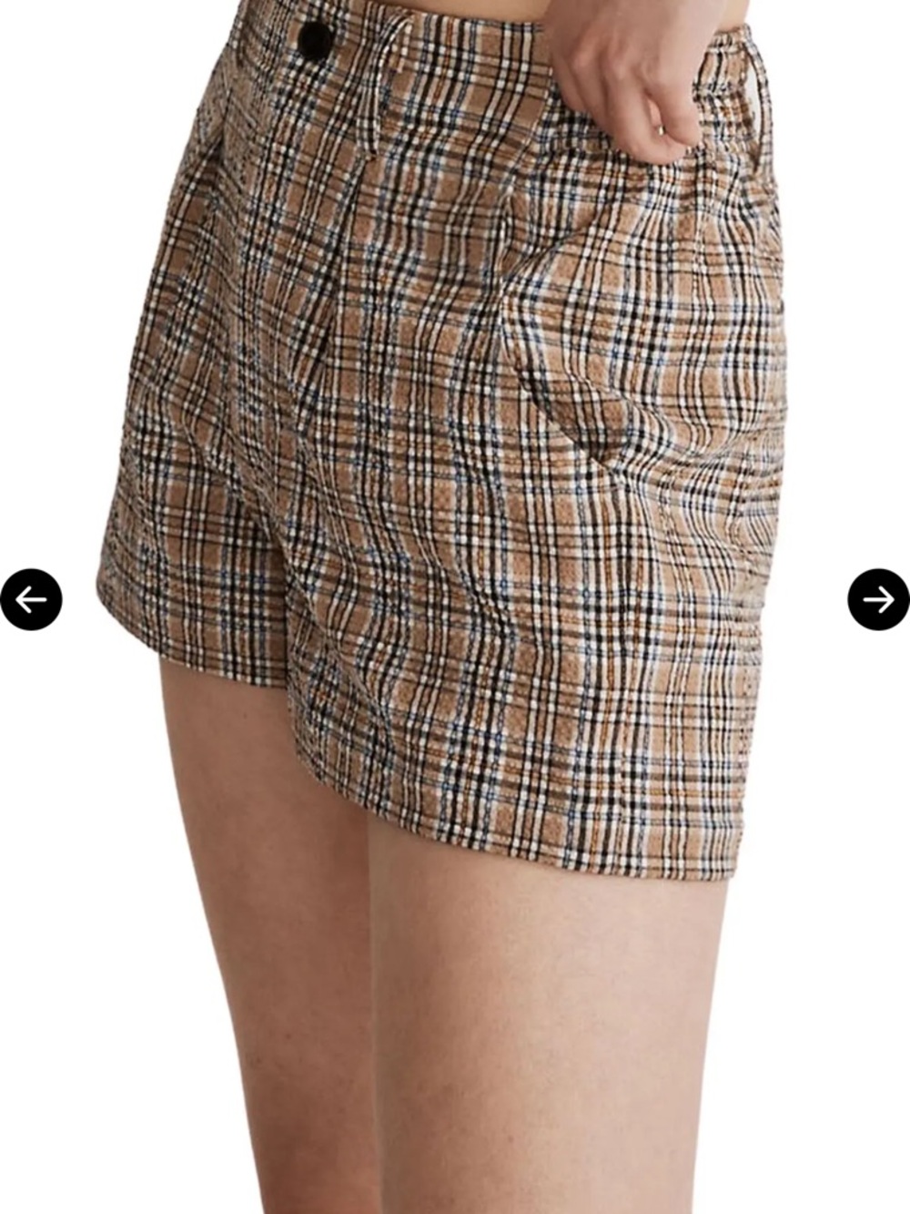 NWOT Madewell The Neale Seersucker Short - Tan and Blue Plaid - Size 0 - Picture 8 of 10